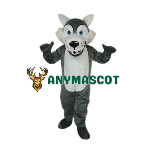 Short Plush Grey Wolf Mascot Costume