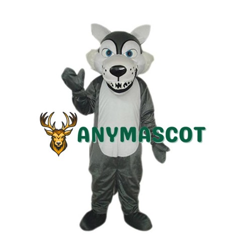 Short Plush Grey Wolf Mascot Costume