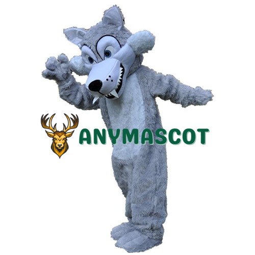 Long Plush Grey Wolf Mascot Costume