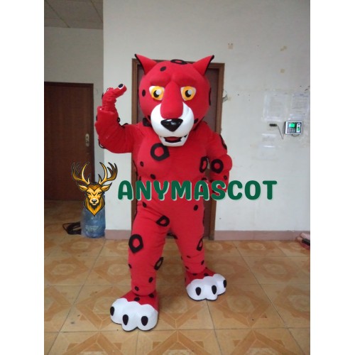 Red Leopard Mascot Costume