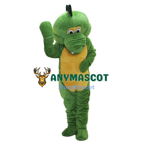 Cute Christmas Green Dinosaur Mascot Costume