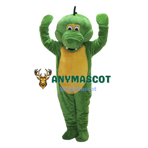 Cute Christmas Green Dinosaur Mascot Costume