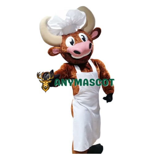 Realistic Chef Bull Mascot Costume
