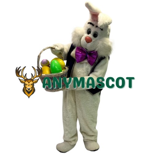 Friendly Realistic White Rabbit Mascot Costume