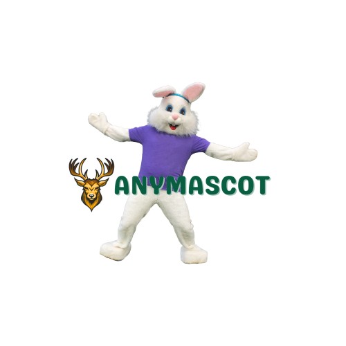 Happy Purple Suit Easter Bunny Mascot Costume