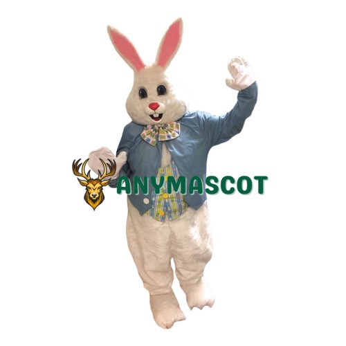 Happy Blue Suit Easter Bunny Mascot Costume