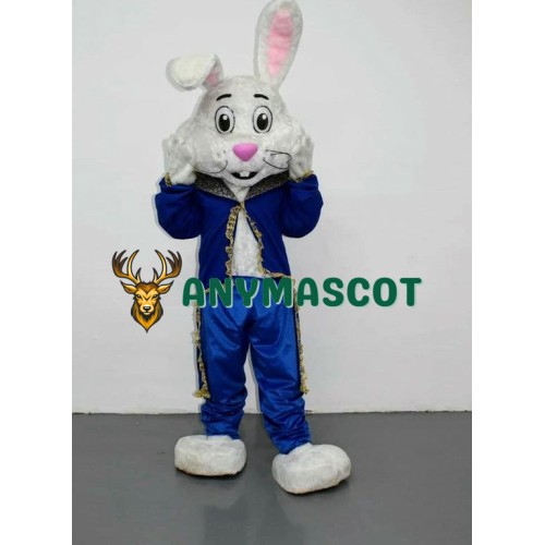 Happy Blue Suit Easter Bunny Mascot Costume