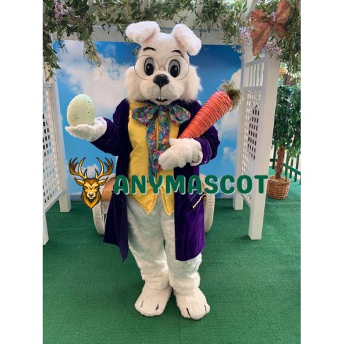 Realistic Purple Suit Rabbit Mascot Costume