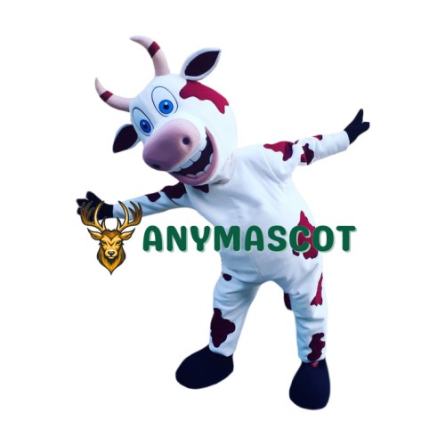 White & Red Lightweight Cow Mascot Costume