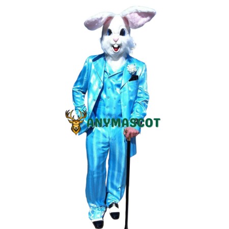 Superb Blue Suit Rabbit Mascot Costume