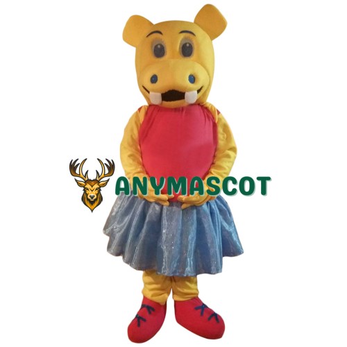 Female Yellow Hippo Mascot Costume