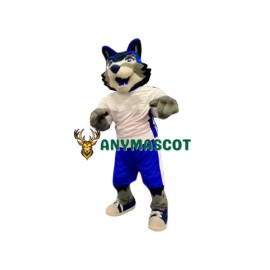 Blue White Wolf Mascot Costume
