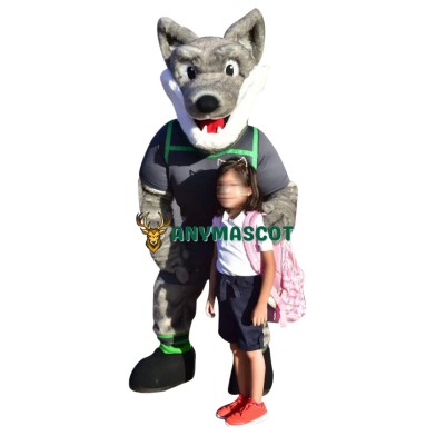 Grey White Wolf Mascot Costume
