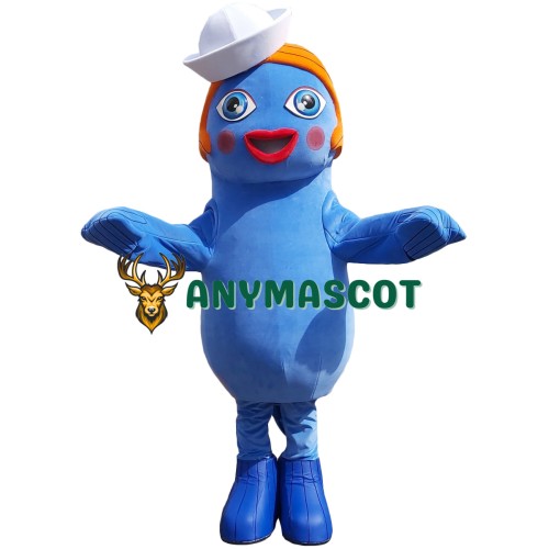 Blue Female Fish Mascot Costume