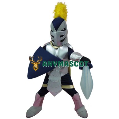 Silver Blue Armor Knight Mascot Costume
