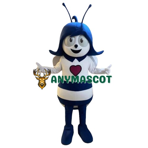 Happy Blue Bee Mascot Costume