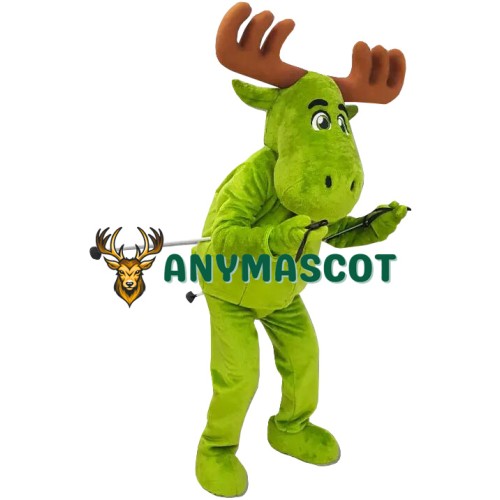Friendly Lightweight Green Moose Mascot Costume
