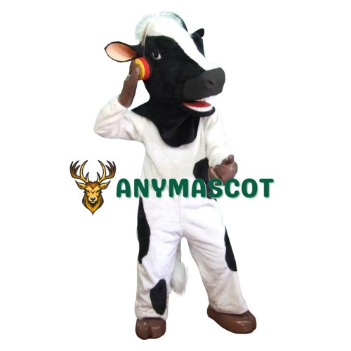 Music Realistic Black White Bull Mascot Costume