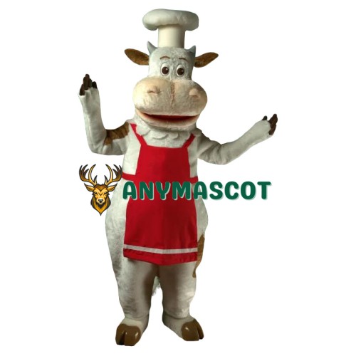Chef Realistic White Bull Mascot Costume