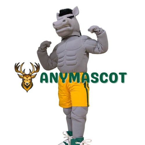 Power Muscular Grey Horse Mascot Costume