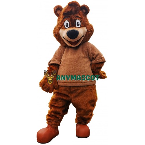 Superb Happy Realistic Brown Bear Mascot Costume