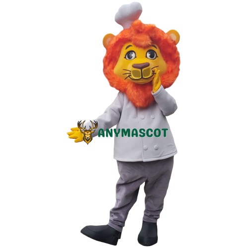 Friendly Lightweight Chef Lion Mascot Costume