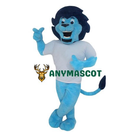 Happy Realistic Lightweight Blue Lion Mascot Costume