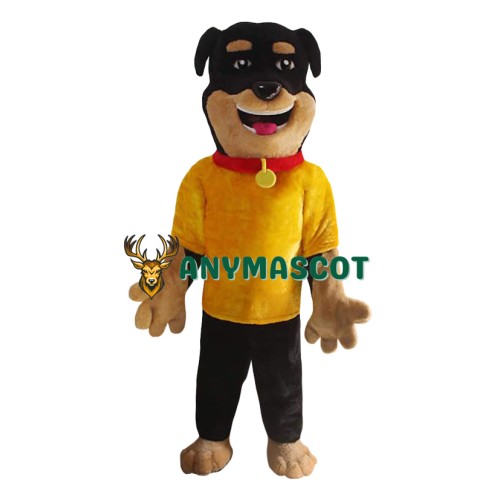 Happy Realistic Lightweight Black Dog Mascot Costume