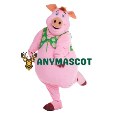 Happy Realistic Lightweight Pink Pig Mascot Costume