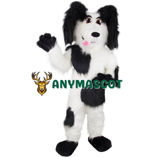 Realistic Lightweight White Black Dog Mascot Costume