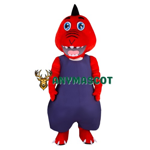Happy Realistic Lightweight Red Dinosaur Mascot Costume