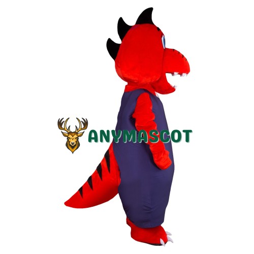 Happy Realistic Lightweight Red Dinosaur Mascot Costume