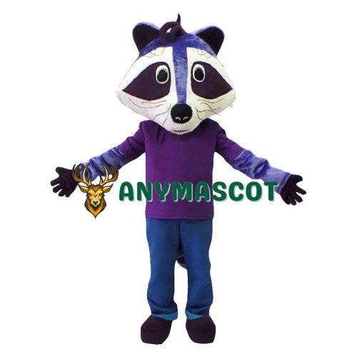 Purple Raccoon Mascot Costume