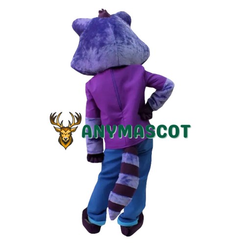 Purple Raccoon Mascot Costume