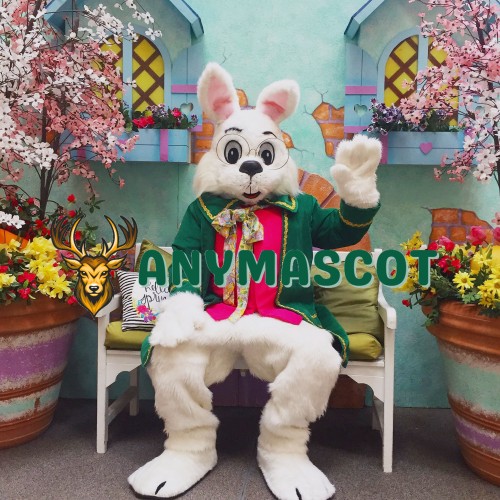 Lovely Green Suit Easter Bunny Mascot Costume