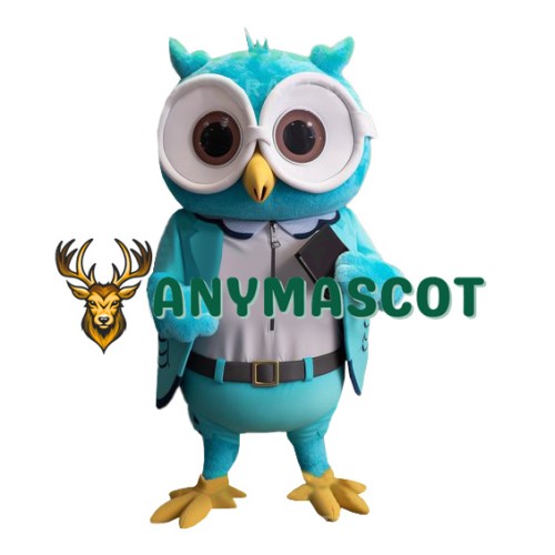 Friendly Lightweight Blue Owl Mascot Costume