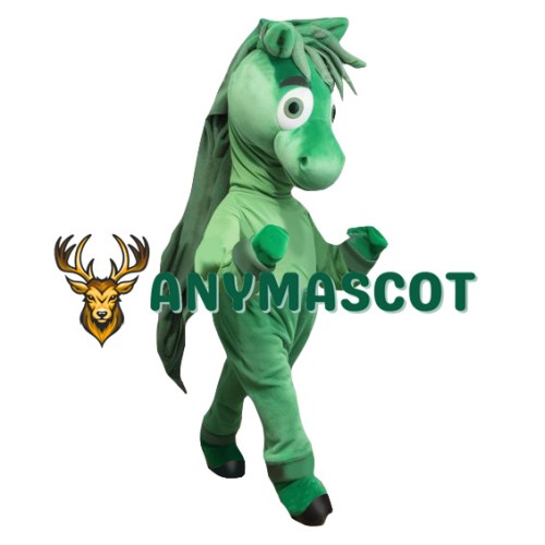 Happy Green Horse Mascot Costume