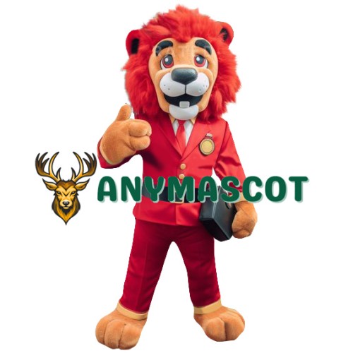Happy Red Hair Lion Mascot Costume