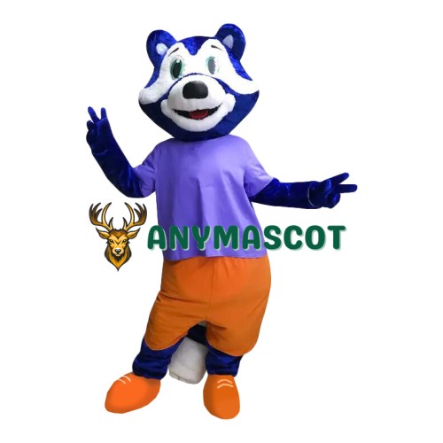 Happy Blue Raccoon Mascot Costume
