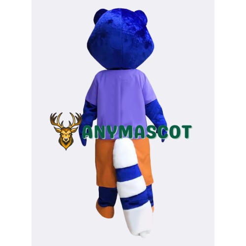 Happy Blue Raccoon Mascot Costume