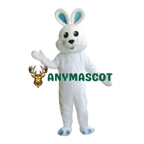 Friendly Lightweight White Blue Rabbit Mascot Costume