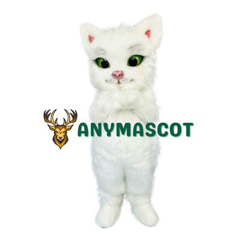 Realistic White Cat Mascot Costume