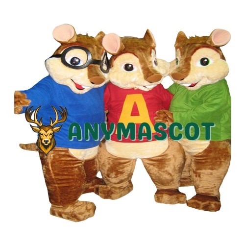 Alvin and the Chipmunks Costumes Alvin/Simone/Theodore Chipmunks Mascot Costume