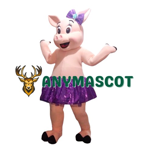 Pig With Purple Tutu Mascot Costume
