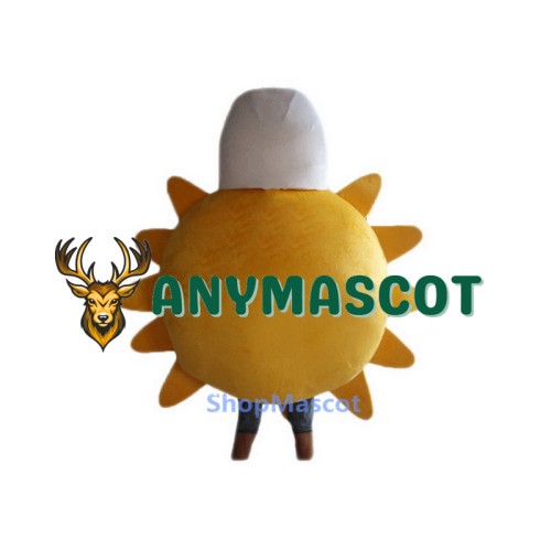 Yellow Sun with White Hat Mascot Costume