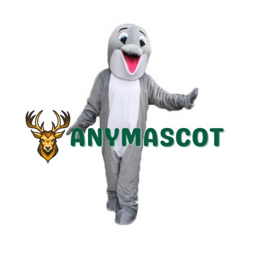 Gray Happy Dolphin Mascot Costume
