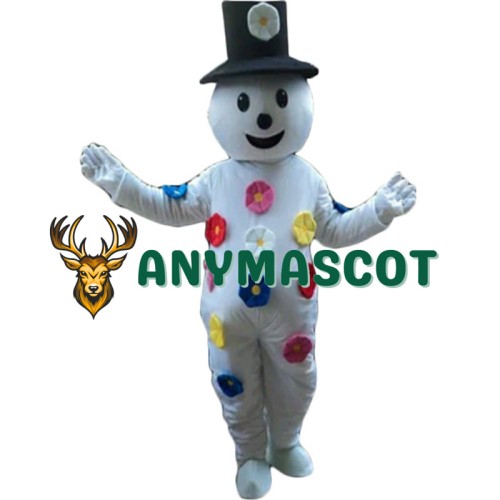 Colorful Petals Cartoon Snowman Mascot Costume