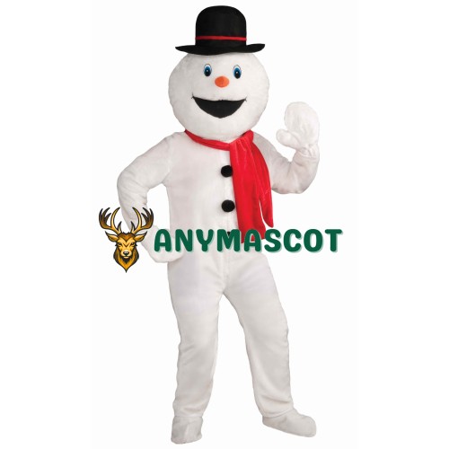 White Snow Man Red ScarfMascot Costume
