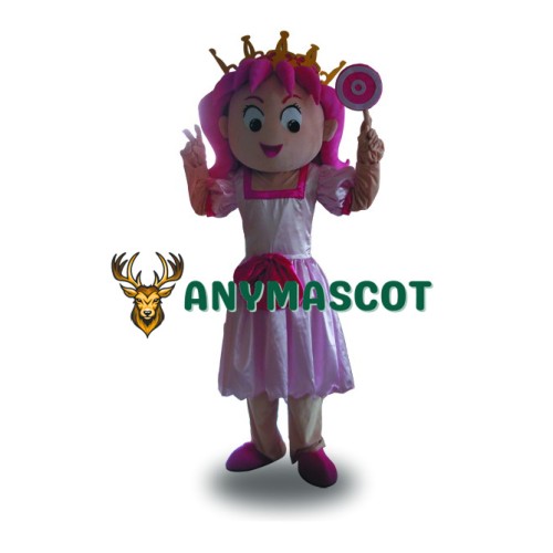 Princess Girl Mascot Costume Pink Dress Mascot Costume