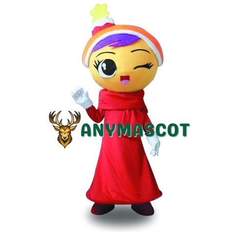 Doll Girl Red Dress Girl Mascot Costume